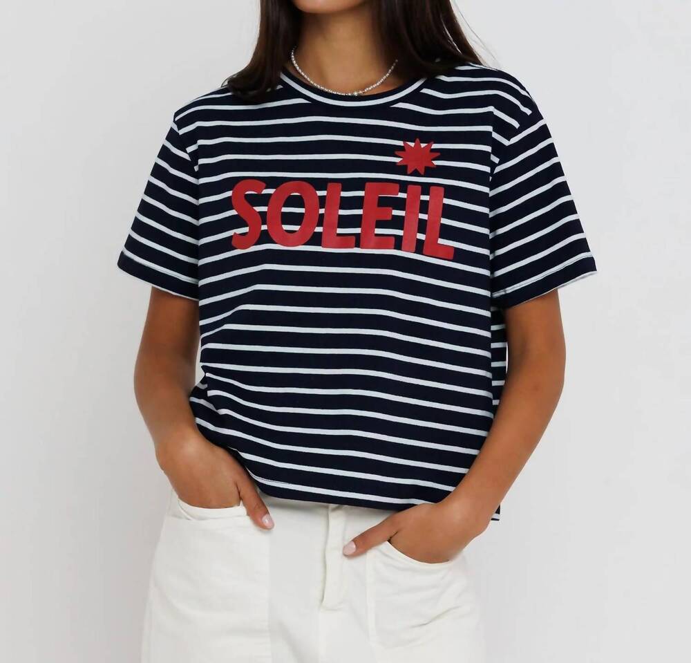 NEW SUNNY SOMEWHERE soleil tee in navy stripe